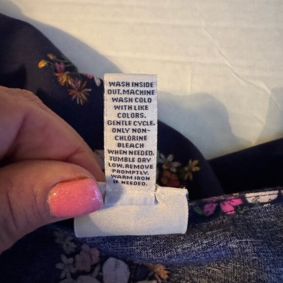 St Johns Bay Linen Dress Large Floral Flutter Sleeve Cottagecore Prairie Whimsy - Picture 6 of 7